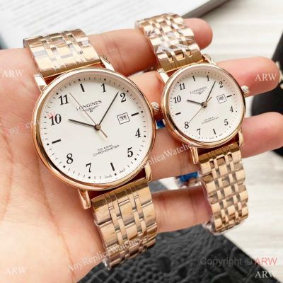 Low Price Replica Longines Master Couple Watches Rose Gold